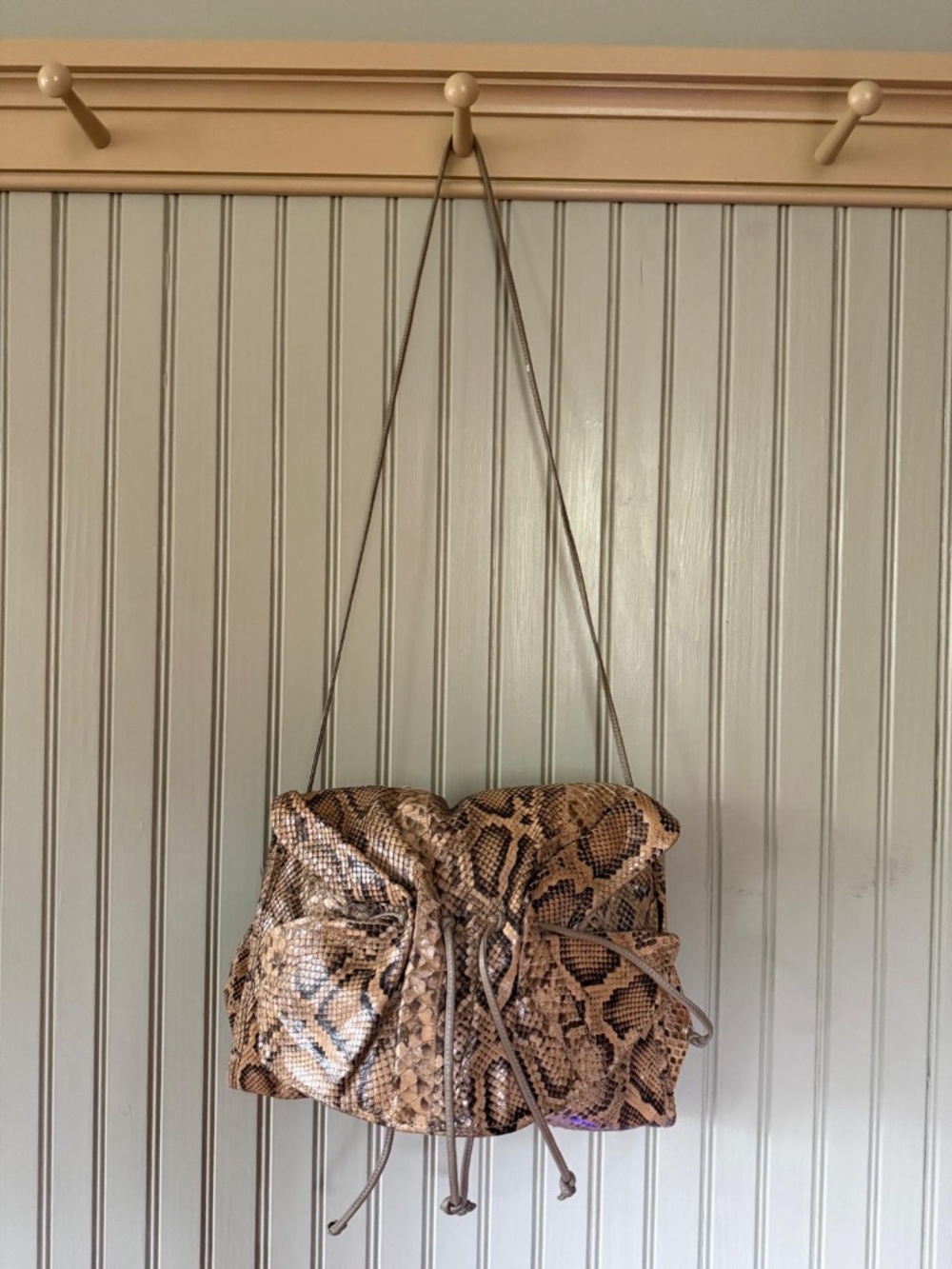 Vtg Carlos Falchi Genuine Snakeskin Leather Shoulder Crossbody Butterfly Bag